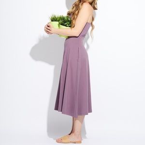 New Pact Organic purple fit and flare midi dress